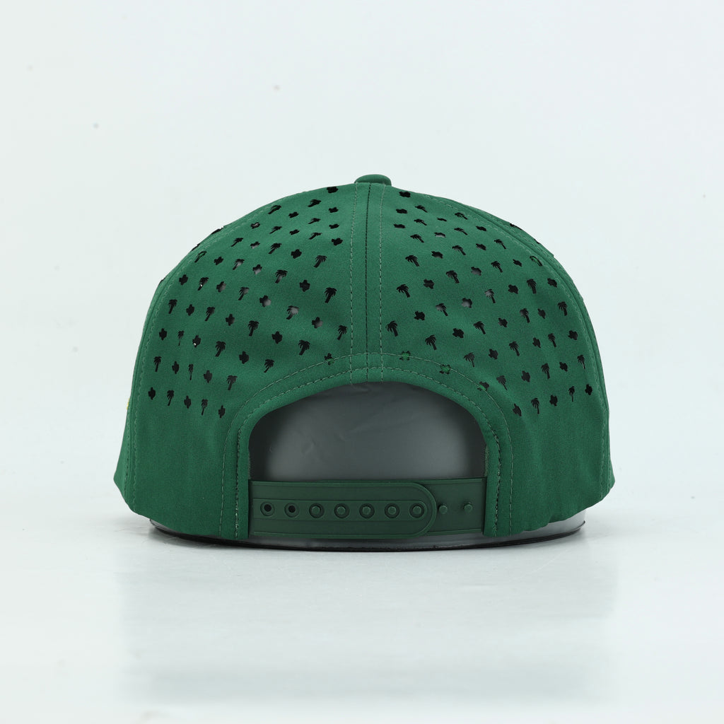 Tee Time Green Rope Hat, back view of the green snapback closure and perforated rear panels